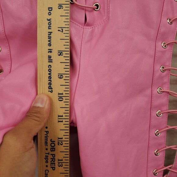 I AM GIA Xenia Pant Women Size Medium Lace Up Low Waist Faux Leather Baby Pink - Picture 10 of 14